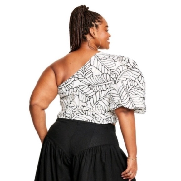 Fe Noel X Target Sketch Palm Leaf Print One Shoulder Top NWT - Picture 6 of 6